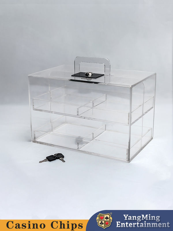 Quality Acrylic Clear Locking Carrying Case Casino Club Poker Game Table Top Chip Case factory
