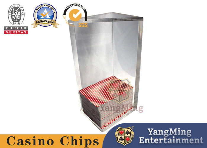 Qualità Gambling VIP Club Custom Triangle Acrylic Discard Holder Poker Table Dealer Scratch Stand Carrier di carte di plastica trasparente fabbrica