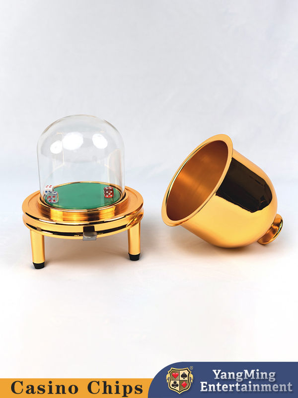 الجودة كازينو حجم لعبة الطاولة كأس النرد الذهبية المعدن الزجاج غطاء التصميم يدويا مصنع