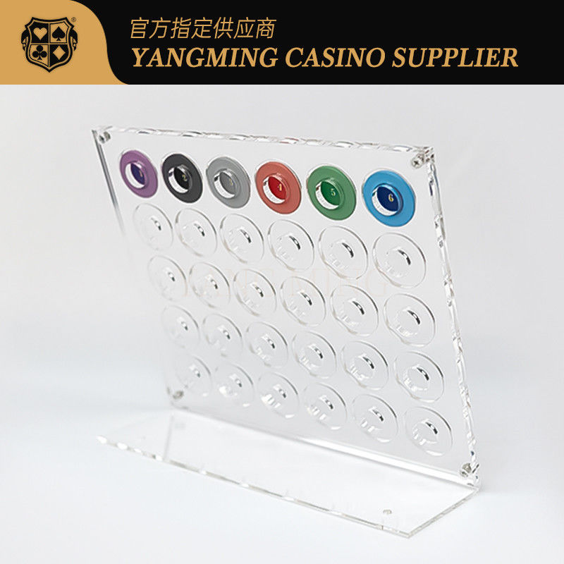 Calidad Casino Standard Transparente Acrílico Chip Display Stand 30 piezas de póquer Chip Set Rack fábrica