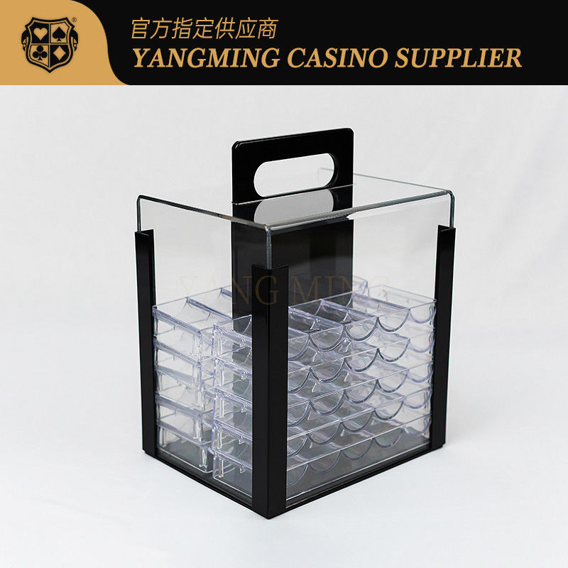 Quality Fully Transparent 1000pcs Poker Clay Round Shape Chips Carrier Acrylic Factory Custom Casino Chip Carrier With Handle factory