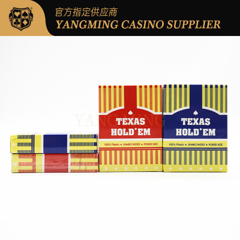 Qualità Carte da gioco Texas Hold'Em Club in plastica con logo personalizzato rosso e blu smerigliato fabbrica