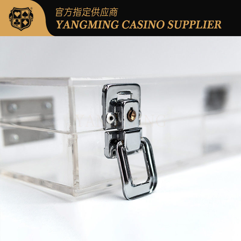 Kualitas 100% transparan 100 yard 50mm Poker Chips Case Texas Casino Chips Carrier dengan kunci pabrik