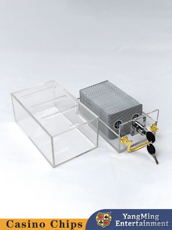 Quality Full Transparent 8 Decks Playing Cards Holder For VIP Club Cards Games With Lock Discard Box factory