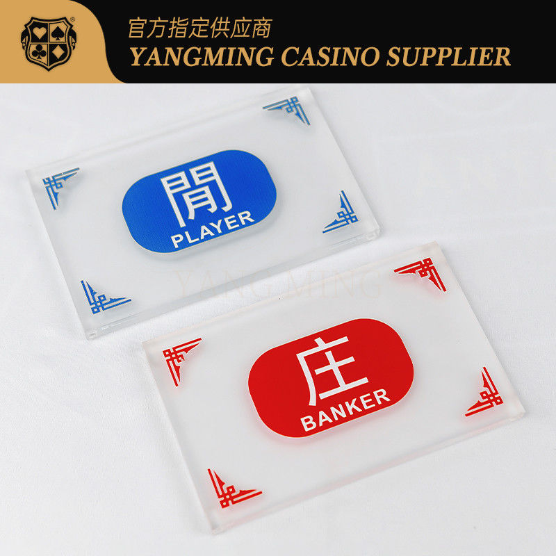 Qualità Acrilico spessito cristallo ghiacciato Banker Idle Card Blu Rosso Colore Idle Banker Poker Game Button fabbrica