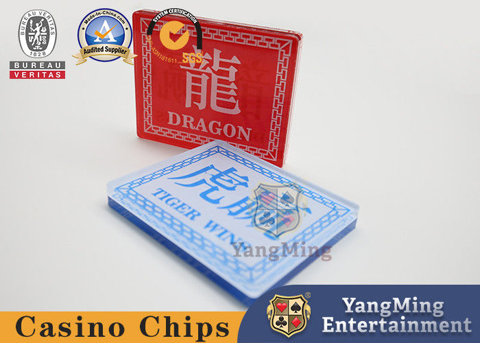 Calidad Dragon Tiger Juegos de azar Casino Tarjetas de mesa Acrílico Impreso botón del distribuidor Desmontable Casino Baccarat Banco fábrica