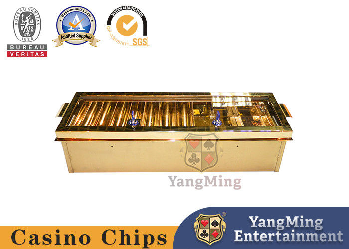 Quality Titanium Golden Yellow Stainless Steel Metal Double-Layer Double-Locking Chip Tray High-End Poker Club Game Table Custom factory