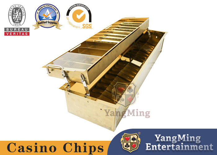 Quality Titanium Golden Yellow Stainless Steel Metal Double-Layer Double-Locking Chip Tray High-End Poker Club Game Table Custom factory