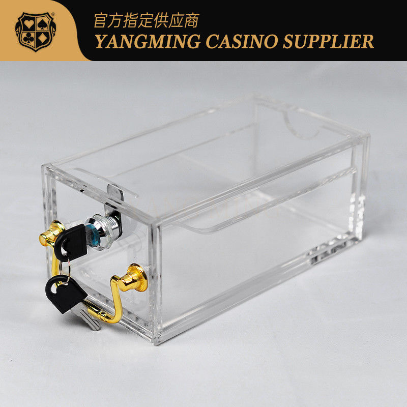 Kalite 8 Çift Şeffaf Akrilik Kilitli Taşınabilir Baccarat Texas Hold'em Kart Kutusu fabrika