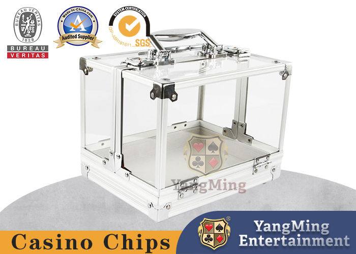 Kwaliteit 600 STKS Dubbele Open Handgreep Texas Chip Box Aluminiumlegering frame hoge transparantie Schaakkamer 40mm Chip Box Op Voorraad fabriek