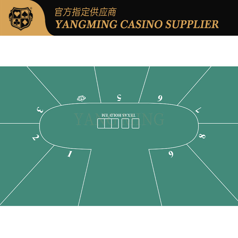 Quality Custom Texas Hold'em Poker Table Mat  9 Player Casino Game Layout factory