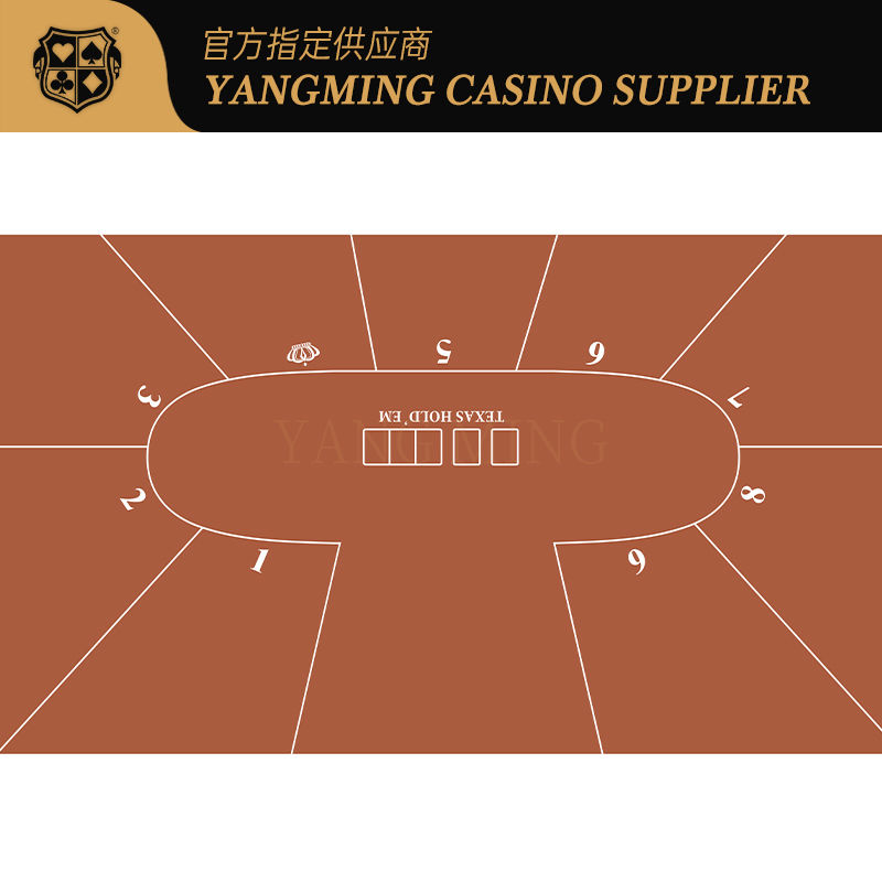 Quality Custom Texas Hold'em Poker Table Mat  9 Player Casino Game Layout factory
