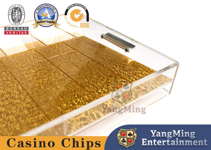 Quality Imported High-Quality High-Transparent Acrylic Gold Wire Chip Tray Poker Table Game Tabletop 9 Grid Slot Chip Case factory