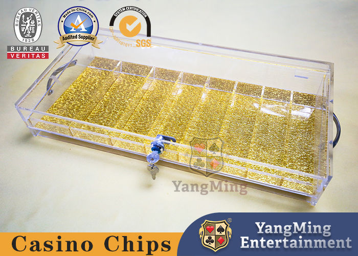 Quality High-Quality Transparent Acrylic 8 Grid With Lock Chip Box Gambling Poker Table Round Square Combination Gold Wire Hand factory