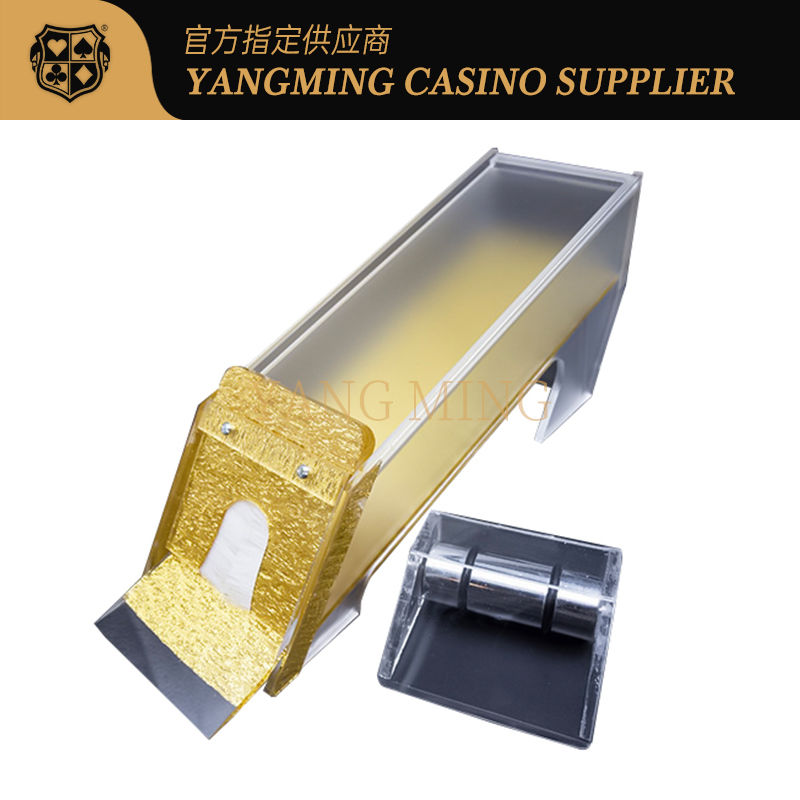 Qualität Gelbgold Benutzerdefinierte Acryl Mattiert Pinsel 8 Deck Dealer Schuh Glücksspiel Tisch Mattiert Spielkarten Mischer Fabrik