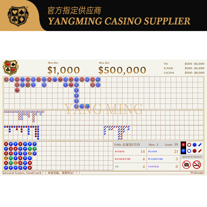 Calidad Sistema de Hoja de Ruta Big Road de Baccarat — Diseñado a Medida para Uso Profesional en Casino fábrica