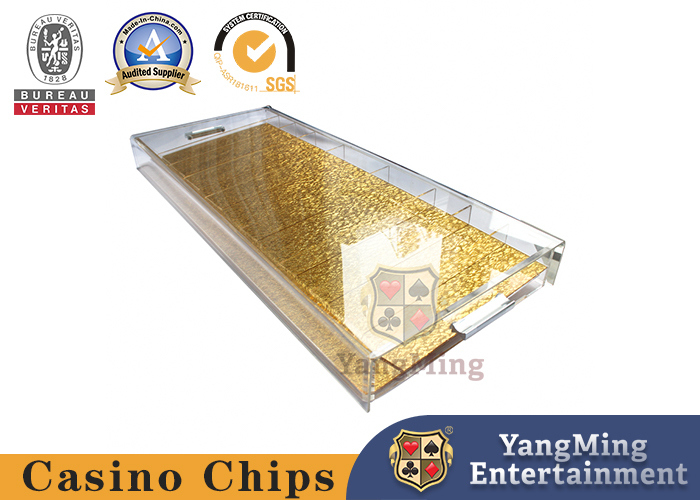 Calidad Parte inferior portátil Chip Holder plástico de acrílico del alambre del oro de Chip Tray Dragon Tiger Baccarat Table Translucent del casino fábrica