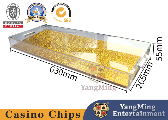Calidad Parte inferior portátil Chip Holder plástico de acrílico del alambre del oro de Chip Tray Dragon Tiger Baccarat Table Translucent del casino fábrica