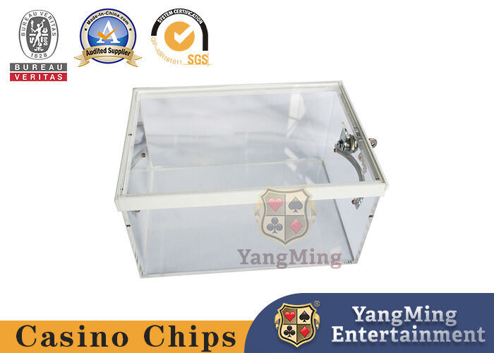 Calidad Caja plástica del descenso de la tabla del póker con el logotipo/la caja de acrílico de oro de las extremidades del efectivo fábrica