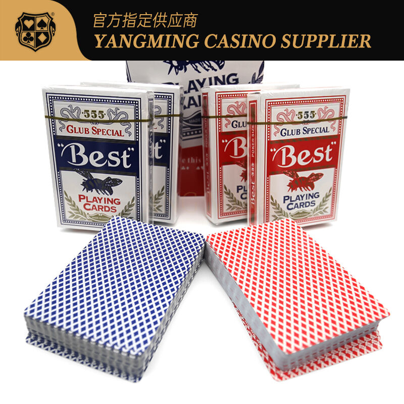 Qualità Domestico 280g Blu Core Casinò Carte da gioco Factory Custom Due colori CMYK Stampa Club di gioco dedicato Carte da gioco fabbrica