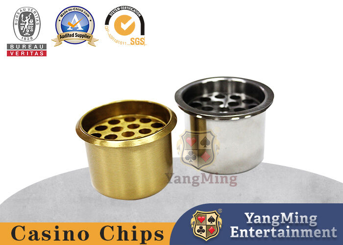 Quality Industrial Grade Stainless Steel Metal Two-Color Ashtray Private Club Custom Poker Gambling Game Table Water Cup Holder factory