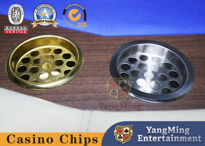Quality Industrial Grade Stainless Steel Metal Two-Color Ashtray Private Club Custom Poker Gambling Game Table Water Cup Holder factory