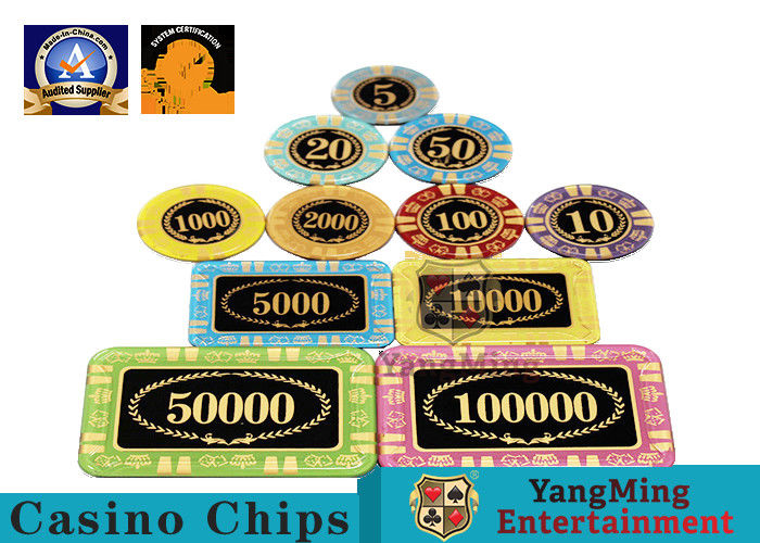 Personalized High Transmittance Crystal Casino Poker Chips Round Shape For Gambling Club
