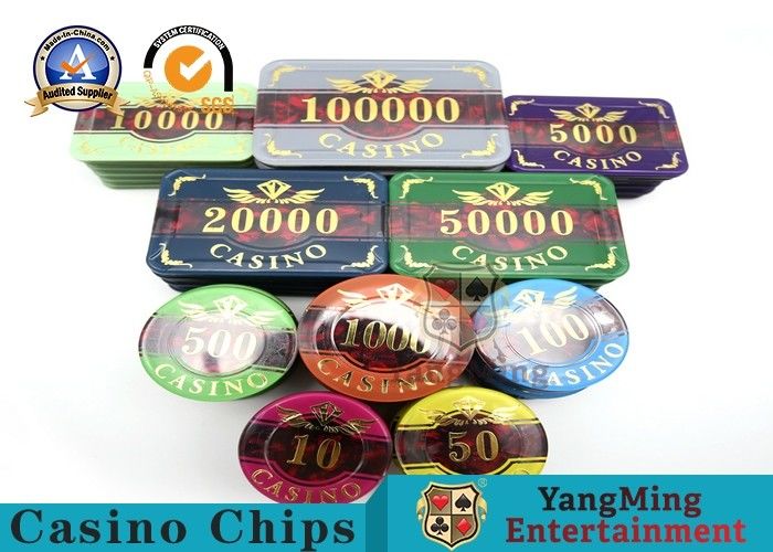 Aluminum Case Casino Poker Chip Set 3.3mm Thickness Elegant Patterns And Bright Color