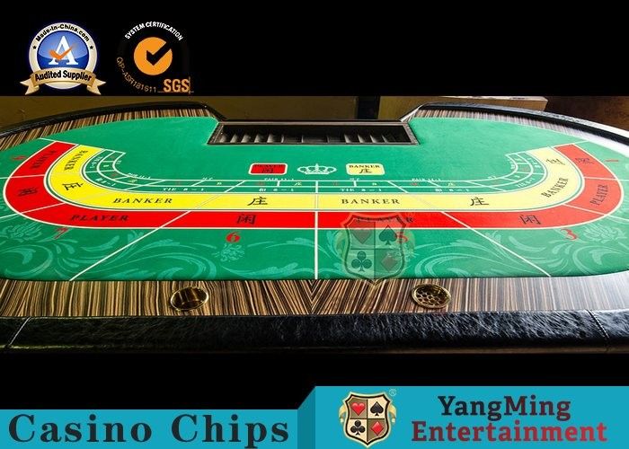 Baccarat 10 Person Casino Poker Table With Cash Drop Holder 2650 * 14530 * 750mm