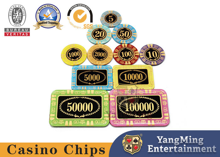 Quality 13.5g Rectangular Poker Chips / Gambling Table Plastic RFID UV Light Casino Poker Club VIP Chips factory