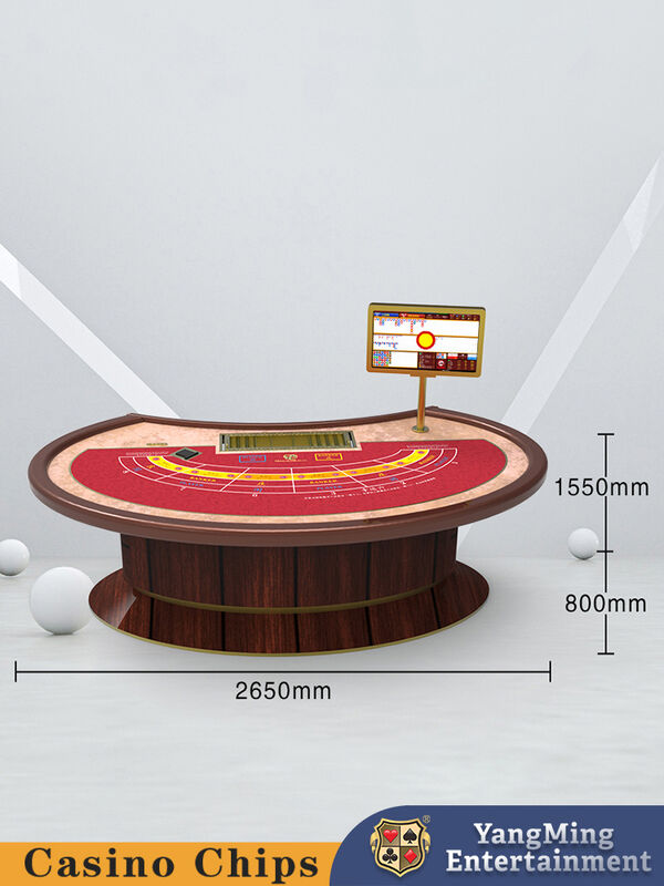 Quality Baccarat 10 Person Casino Poker Table With Cash Drop Holder 2650 * 14530 * 750mm factory