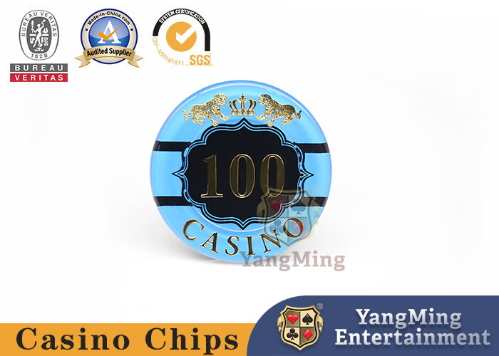 Kwaliteit Crystal Acrylic Crown Tiger Chips Hoogtemperatuur Hot Stamping Poker Anti-vervalsing Plastic Gambling Club Chips fabriek