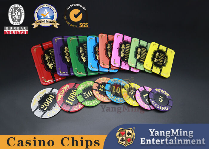 Kwaliteit Crystal Acrylic Crown Tiger Chips Hoogtemperatuur Hot Stamping Poker Anti-vervalsing Plastic Gambling Club Chips fabriek