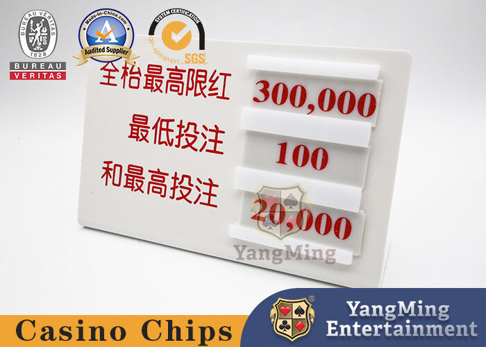 Quality Baccarat Dedicated Casino Game Accessories Poker Game Table Bet Limit Sign factory