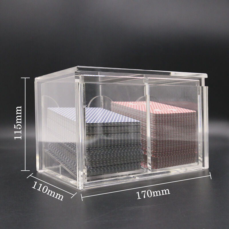 Quality Casino 8 Decks Clear Acrylic Playing Card Discard Holder Dragon Tiger Baccarat Dedicated Two Sides Box factory