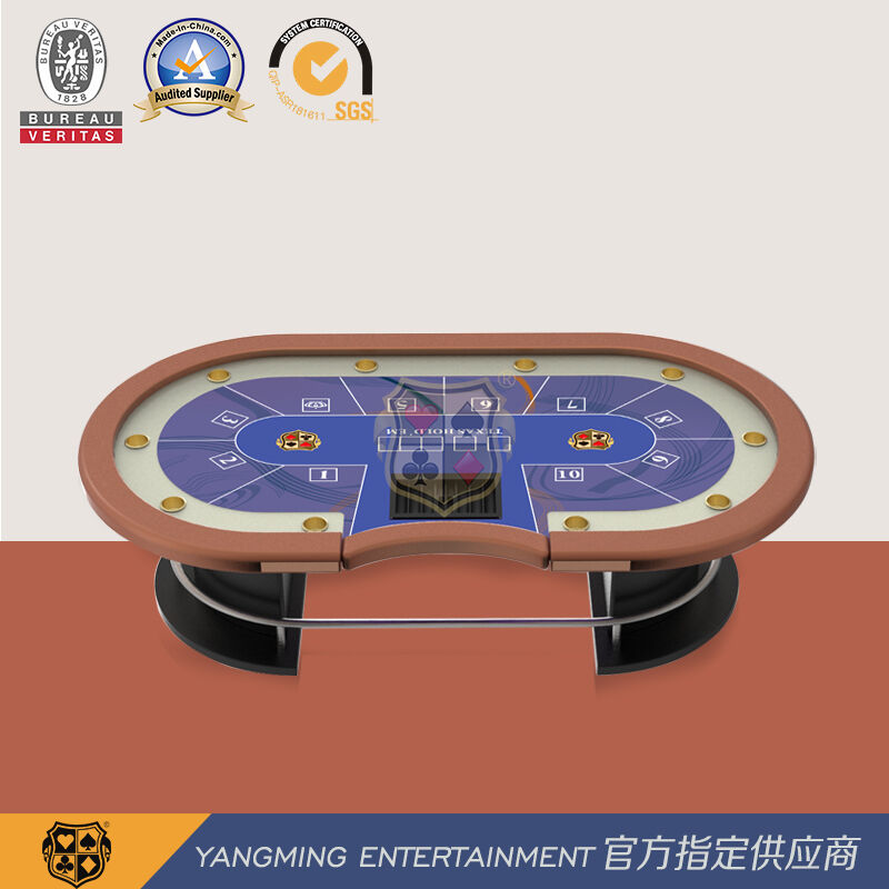 Calidad 8-10 la tabla plegable Texas Hold del póker del casino oval de la persona ellos llevó la tabla con la sobremesa impermeable de la tela fábrica