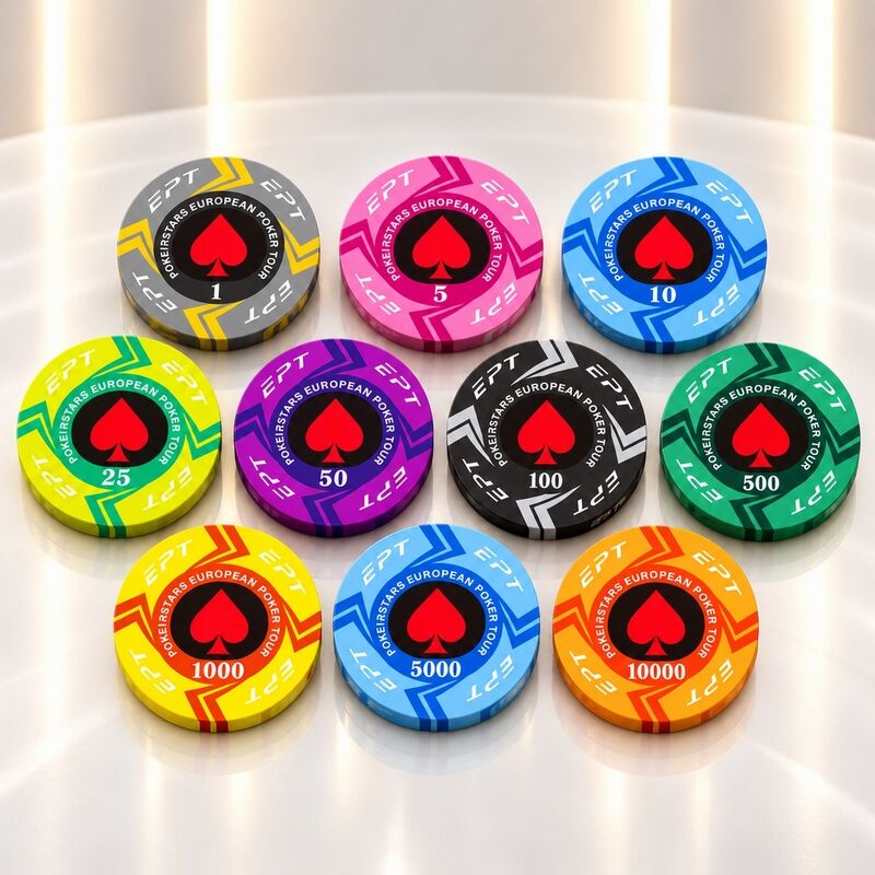 Quality High Quality EPT Ceramic Casino Chips with Custom Denominations and Designs factory