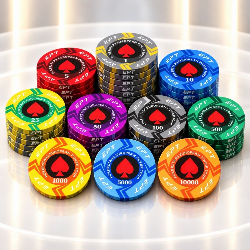 Quality High Quality EPT Ceramic Casino Chips with Custom Denominations and Designs factory