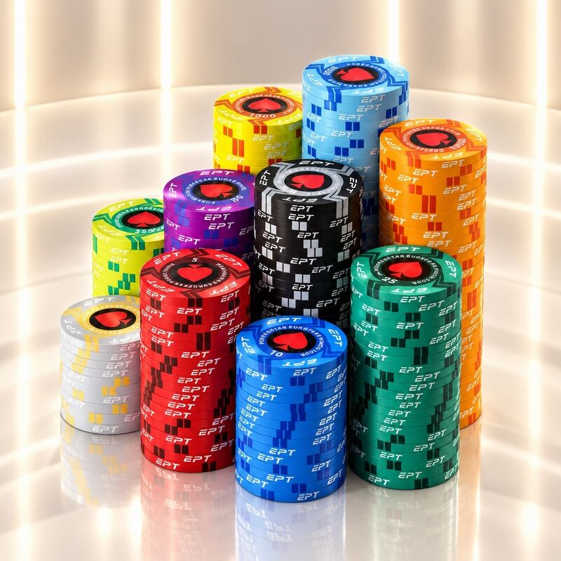 Quality High Quality EPT Ceramic Casino Chips with Custom Denominations and Designs factory