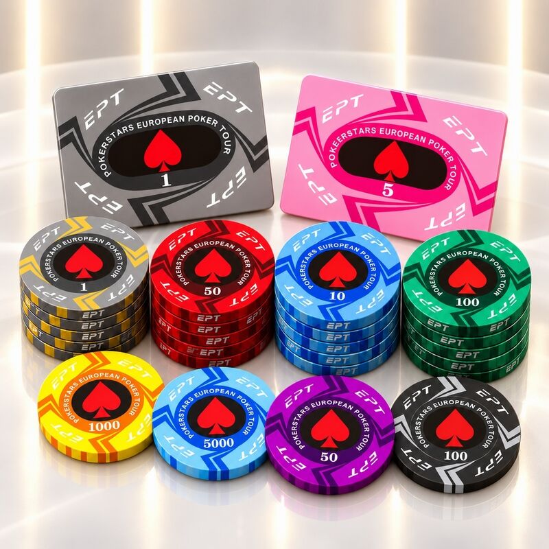 Quality High Quality EPT Ceramic Casino Chips with Custom Denominations and Designs factory