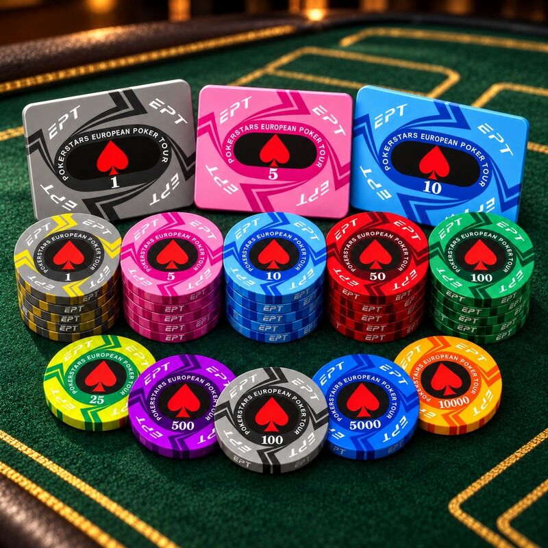 Quality In Stock EPT Ceramic Poker Chips for Texas Hold'em Casino Table Games factory