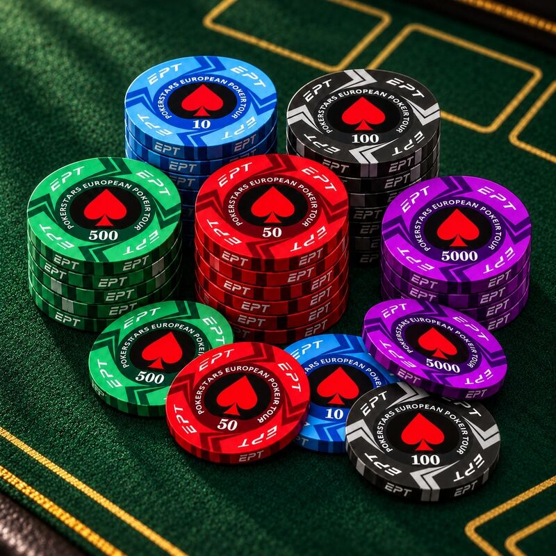Quality In Stock EPT Ceramic Poker Chips for Texas Hold'em Casino Table Games factory