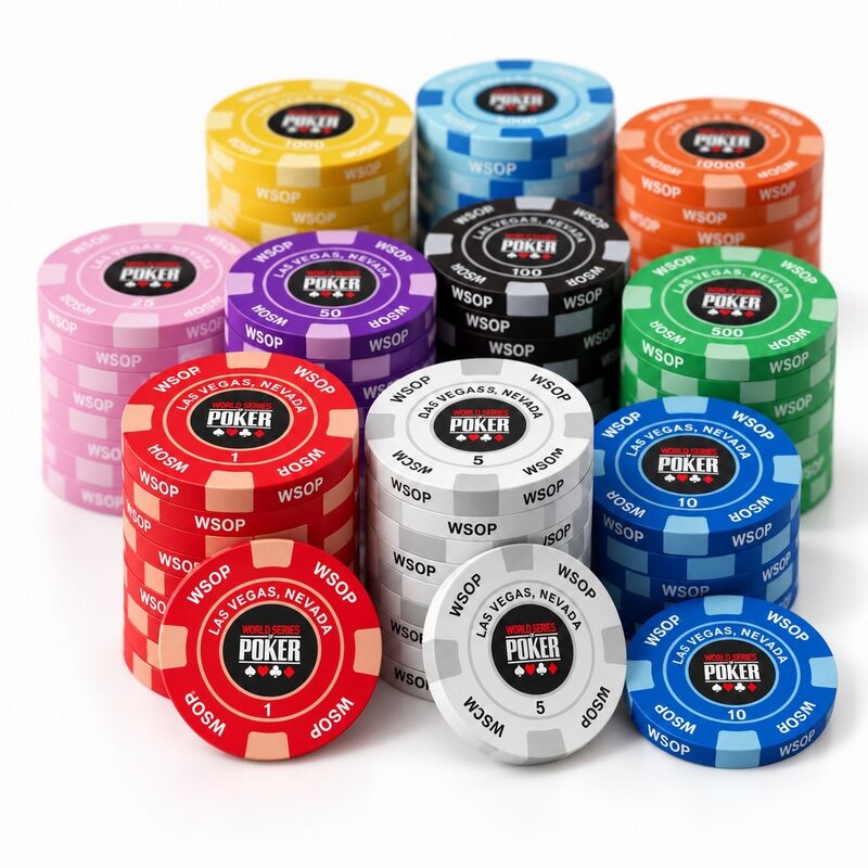 Quality Multicolor WSOP Ceramic Poker Chips with Personalized Artwork for Poker Rooms factory