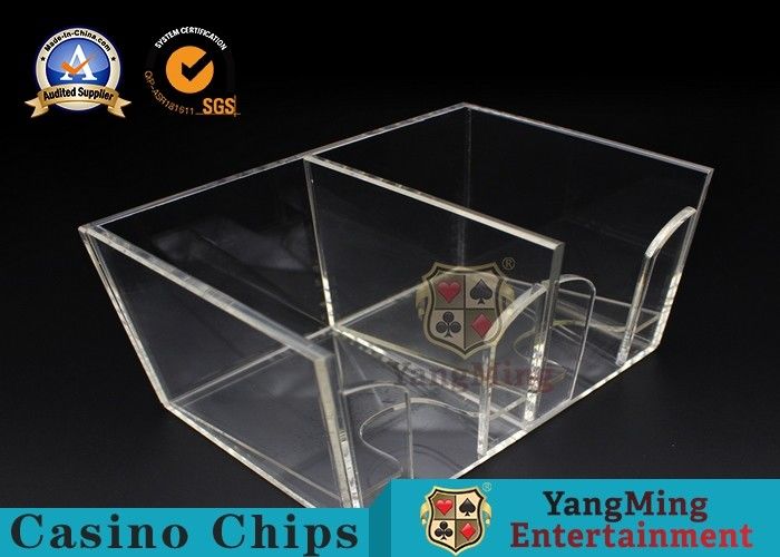 Calidad Tenedor de acrílico claro del descarte del póker del naipe del casino de la caja de dos lados para los juegos de Gambing fábrica
