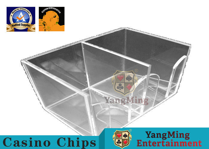 Qualität Zwei Seiten-Kasten-Kasino-klarer Acryl-Spielkarte-Schürhaken-Ausschuss-Halter für Gambing-Spiele Fabrik