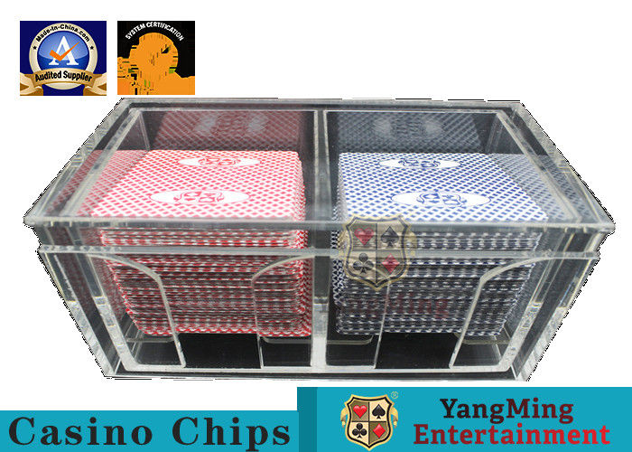 Calidad Tenedor de acrílico claro del descarte del póker del naipe del casino de la caja de dos lados para los juegos de Gambing fábrica
