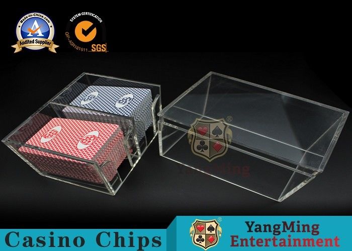 Qualität Zwei Seiten-Kasten-Kasino-klarer Acryl-Spielkarte-Schürhaken-Ausschuss-Halter für Gambing-Spiele Fabrik