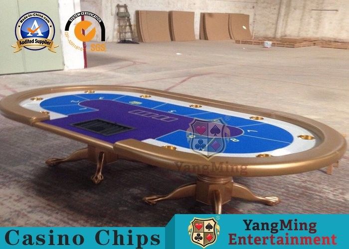 Kualitas Mewah Texas Holdem 110 Inch Dye Sublimasi 10 Kursi Meja Poker Dengan Posisi Dealer pabrik