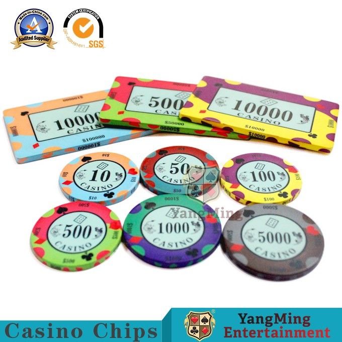 Qualità Patate fritte tagliate in pezzi sottili personalizzabili della Tabella del poker del modello di progettazione di Texas Poker Clay Ceramic Chips fabbrica