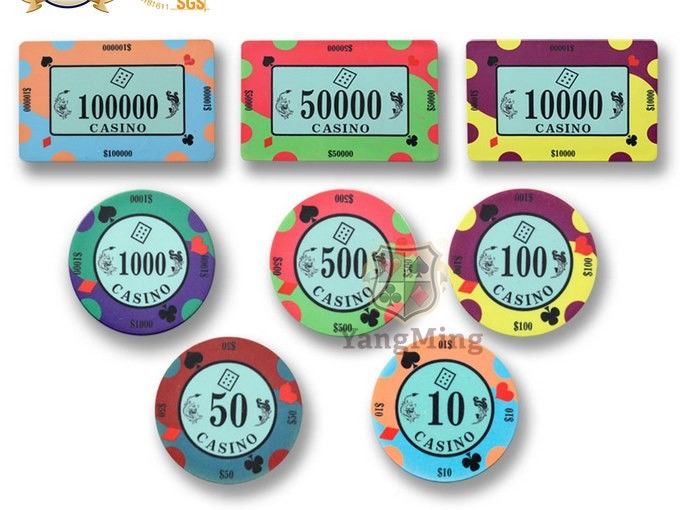 Qualità Patate fritte tagliate in pezzi sottili personalizzabili della Tabella del poker del modello di progettazione di Texas Poker Clay Ceramic Chips fabbrica